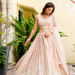 Rajwada Peach Georgette Embellished Semi Stitched Lehenga For Women