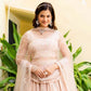 Rajwada Peach Georgette Embellished Semi Stitched Lehenga For Women