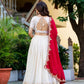 Rajwada Off White Silk Blend Embellished Semi Stitched Lehenga For Women