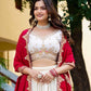 Rajwada Off White Silk Blend Embellished Semi Stitched Lehenga For Women