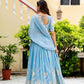 Rajwada Sky Blue Georgette Embellished Semi Stitched Lehenga For Women