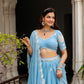 Rajwada Sky Blue Georgette Embellished Semi Stitched Lehenga For Women