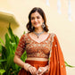 Rajwada Rust Silk Blend Embellished Semi Stitched Lehenga For Women