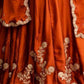Rajwada Rust Silk Blend Embellished Semi Stitched Lehenga For Women