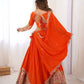 Rajwada Orange Crepe Embellished Semi Stitched Lehenga For Women