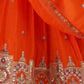 Rajwada Orange Crepe Embellished Semi Stitched Lehenga For Women