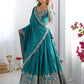 Rajwada Teal Blue Crepe Embellished Semi Stitched Lehenga For Women