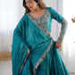 Rajwada Teal Blue Crepe Embellished Semi Stitched Lehenga For Women