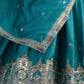 Rajwada Teal Blue Crepe Embellished Semi Stitched Lehenga For Women