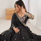 Rajwada Black Crepe Embellished Semi Stitched Lehenga For Women