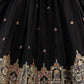 Rajwada Black Crepe Embellished Semi Stitched Lehenga For Women