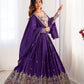Rajwada Purple Crepe Embellished Semi Stitched Lehenga For Women
