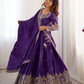 Rajwada Purple Crepe Embellished Semi Stitched Lehenga For Women