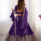 Rajwada Purple Crepe Embellished Semi Stitched Lehenga For Women