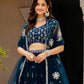 Rajwada Teal Blue Georgette Embellished Semi Stitched Lehenga For Women