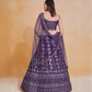 Rajwada Purple Georgette Embellished Semi Stitched Lehenga For Women
