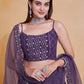Rajwada Purple Georgette Embellished Semi Stitched Lehenga For Women