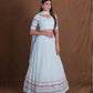 Rajwada Light Blue Georgette Embellished Semi Stitched Lehenga For Women