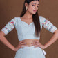 Rajwada Light Blue Georgette Embellished Semi Stitched Lehenga For Women