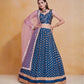 Rajwada Royal Blue Georgette Embellished Semi Stitched Lehenga For Women