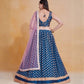 Rajwada Royal Blue Georgette Embellished Semi Stitched Lehenga For Women