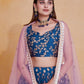 Rajwada Royal Blue Georgette Embellished Semi Stitched Lehenga For Women