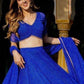 Rajwada Blue Georgette Printed Semi Stitched Lehenga For Women