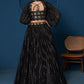 Rajwada Black Georgette Embellished Semi Stitched Lehenga For Women