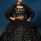 Rajwada Black Georgette Embellished Semi Stitched Lehenga For Women