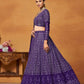 Rajwada Purple Georgette Embellished Semi Stitched Lehenga For Women