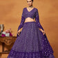 Rajwada Purple Georgette Embellished Semi Stitched Lehenga For Women