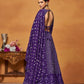 Rajwada Purple Georgette Embellished Semi Stitched Lehenga For Women