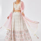 Rajwada White Georgette Printed Semi Stitched Lehenga For Women