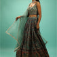 Rajwada Deep Green Chinon Embellished Semi Stitched Lehenga For Women