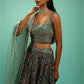 Rajwada Deep Green Chinon Embellished Semi Stitched Lehenga For Women