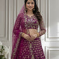 Rajwada Deep Magenta Net Embellished Semi Stitched Lehenga For Women