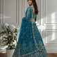 Rajwada Blue Net Embellished Semi Stitched Lehenga For Women
