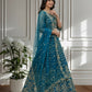 Rajwada Blue Net Embellished Semi Stitched Lehenga For Women
