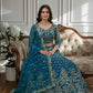 Rajwada Blue Net Embellished Semi Stitched Lehenga For Women