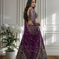 Rajwada Wine Net Embellished Semi Stitched Lehenga For Women