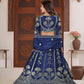 Rajwada Navy Blue Silk Blend Embellished Semi Stitched Lehenga For Women