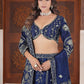 Rajwada Navy Blue Silk Blend Embellished Semi Stitched Lehenga For Women