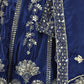 Rajwada Navy Blue Silk Blend Embellished Semi Stitched Lehenga For Women