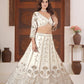 Rajwada White Silk Blend Embellished Semi Stitched Lehenga For Women