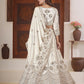 Rajwada White Silk Blend Embellished Semi Stitched Lehenga For Women