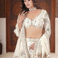 Rajwada White Silk Blend Embellished Semi Stitched Lehenga For Women