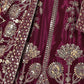 Rajwada Deep Wine Silk Blend Embellished Semi Stitched Lehenga For Women