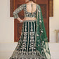 Rajwada Green Net Embellished Semi Stitched Lehenga For Women
