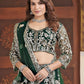Rajwada Green Net Embellished Semi Stitched Lehenga For Women