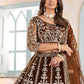 Rajwada Brown Net Embellished Semi Stitched Lehenga For Women